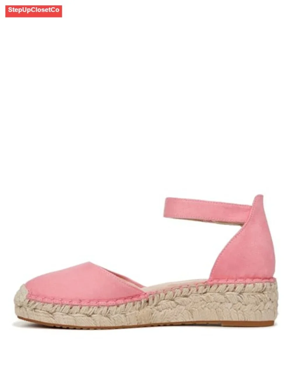 Wedge Heeled Espadrilles with Ankle Strap and Hook-and-Loop Closure